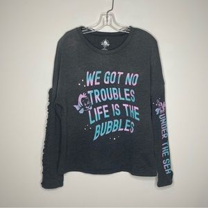 Disney Parks The Little Mermaid Flounder Sebastian Sweatshirt Gray Small S